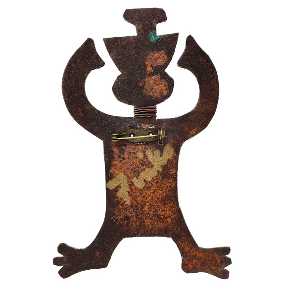 Bill Marcia Finks Signed Metal Brooch Pin Eclectic Tribal Statement Wearable Art - Picture 2 of 15